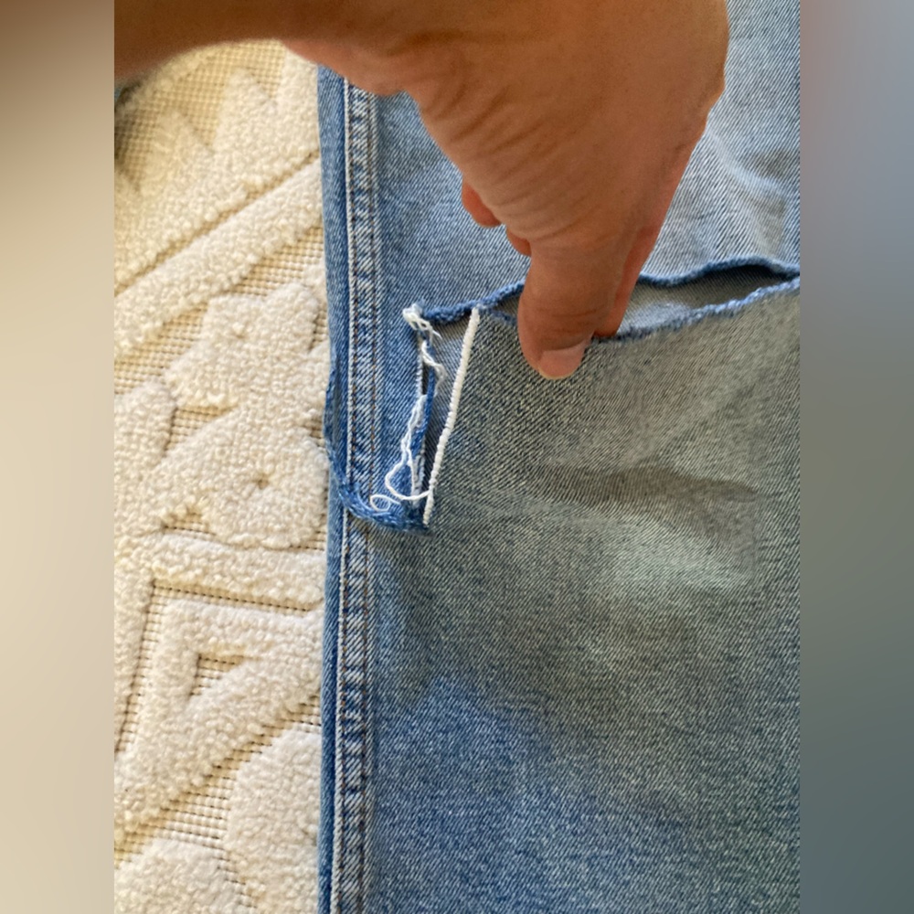 Re/Done Light Blue Distressed High Rise Jeans - Picture 4 of 7